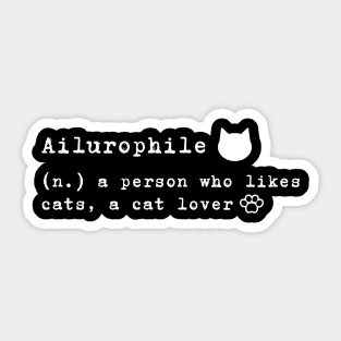 Ailurophile, white design Sticker